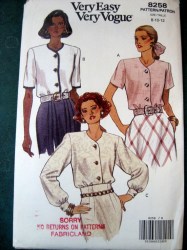8258 SO EZ VOG LOOSE SS-LS BLOUSE PATTERN 8-12 UNCUT